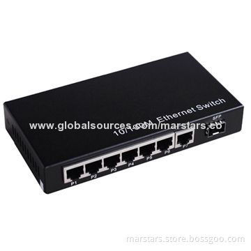 Fiber switch with 1 x SFP slot + 7 x UTP port, RJ45